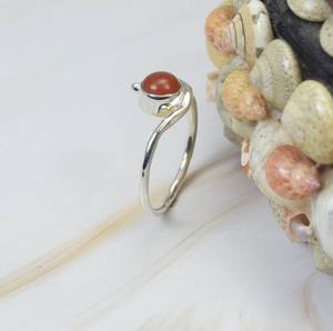 Natural Carnelian Smooth Round Shape Carved Gemstone <b>Ring</b> <b>925</b> Sterling <b>Silver</b> Party Wear Fashion <b>Ring</b> For Women Wholesale Bulk - Product Image 3