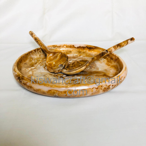 Ensaladera desechable ecológica de alta calidad y Plato de frutas acabado pulido mesa de resina para servir para fiestas - Product Image 4