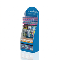 Support d'affichage en carton pliable à 3 étagères, personnalisé, écologique, pour produits de brosses à dents, sur pied, pour le sol