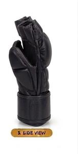 Guantes de MMA Negros de Cuero PU, Guantes de Boxeo de Medio Dedo para Entrenamiento con Soporte de Muñeca de Velcro - Product Image 2