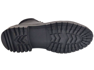 Botas de Combate de Tobillo para Hombre, de Cuero Genuino Negro, con Cordones, Punta Redonda, Suela de Goma Antideslizante, Entresuela de EVA, para Todas las Temporadas - Product Image 4