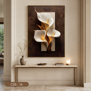 Nouvelle conception de peinture abstraite, art mural floral, œuvre d'art miroir, décoration intérieure contemporaine, fabriqué au Vietnam - Product Image 3