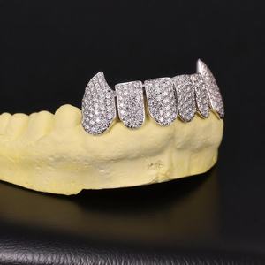 Grillz de Dientes Unisex Estilo Hip Hop con Diamantes en Forma de Espiga, Microincrustaciones y Corte Brillante Redondo, para Uso Diario, Joyería Corporal - Product Image 3