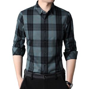 Chemise décontractée à manches longues pour homme, à carreaux, col rabattu, 100 % coton popeline, infroissable, pour l'automne - Product Image 1