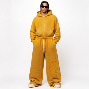 Conjunto deportivo blanco con capucha para hombre, chaqueta perforada con cremallera y pantalones deportivos holgados - Product Image 6