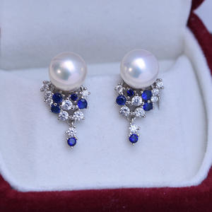 9-10mm White Freshwater Pearl <b>Dangle</b> <b>Earrings</b> S925 Silver Korean Version Strong Light <b>Fine</b> Live Broadcast for Women - Product Image 1