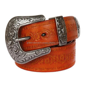 Ceinture d'outillage à la main en cuir pleine fleur de style occidental vintage avec ceinture de cowboy à motif en relief pour unisexe - Product Image 2
