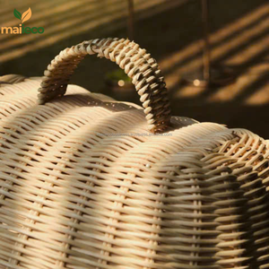 Bandeja de mimbre natural de estilo vintage con cubierta de comida a prueba de polvo organización del hogar cesta de almacenamiento de restaurante para almacenamiento de alimentos - Product Image 6