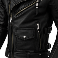 Blouson de moto en cuir sur mesure de haute qualité, col montant, avec patch brodé et motif lettres, vente en gros