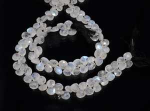 Cuentas facetadas de piedra lunar arcoíris blanca natural en forma de corazón de 9-10 mm, cuentas de piedra lunar arcoíris en forma de corazón para la fabricación de joyas - Product Image 4