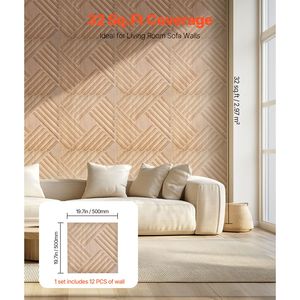 Set di 12 Pannelli 3D in PVC Minimalisti Moderni 19.7x19.7 32 Piedi Quadrati Piastrelle Salt WPC Pannelli Decorativi per Interni - Product Image 5