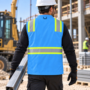 Gilet réfléchissant fluorescent, vêtements de travail de sécurité avec bande réfléchissante pour les équipes de construction, de travaux routiers, d'entrepôt et de logistique - Product Image 3