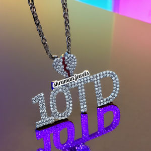 Trendy Iced 925 Silver Custom Initial Name Number Moissanite Diamond Bling Hip Hop <b>Letter</b> Broken Heart Clasp Enamel Charms Party - Product Image 3