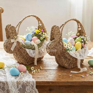 Export Quality Seagrass Bunny Basket Handmade for Easter Decoration, Export Quality Bunny Basket Easter Decor Vietnam - Product Image 2