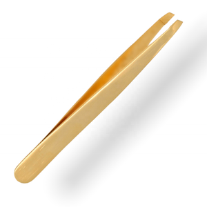 Pince à épiler de luxe plaquée or, best-seller, avec logo et emballage personnalisés, qualité professionnelle pour usage esthétique - Product Image 1