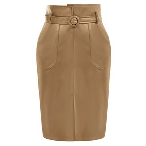 กระโปรงทรงดินสอเอวสูงมีกระเป๋ากระโปรงทรงดินสอแนววินเทจสำหรับใส่ทำงานโลโก้แบบกำหนดเอง - Product Image 1