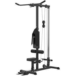 Máquina de Poleas Alta/Baja para Ejercicios de Tracción con Asiento Ajustable y Plataforma para Pies Abatible, Sistema de Gimnasio en Casa, Color Negro - Product Image 1