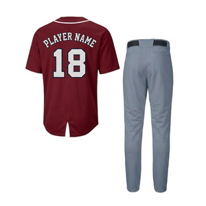 Ensemble de maillot et pantalon de baseball personnalisés OEM |   Uniforme respirant imprimé par sublimation |   Vêtements de sport pour équipes de softball unisexes en gros - Product Image 2
