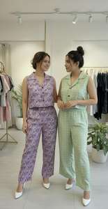 ชุดเซ็ตผ้าฝ้ายทำมือสำหรับผู้หญิง สไตล์โมเดิร์น ดีไซน์เรียบหรู พร้อมรายละเอียดประณีต ทออย่างสบาย ใส่ได้ทุกโอกาส ชุดมิดิ 2 ชิ้น - Product Image 5