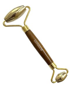Rouleau de massage facial en jade et outil Gua Sha en pierre naturelle de l'Himalaya pour le visage et le cou, soin de la peau, rides et application de sérum - Product Image 1