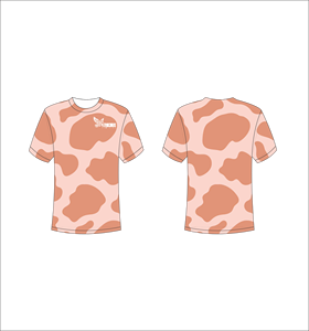 Custom Short Sleeve Sublimation T-Shirt Lightweight Athletic Apparel With Peach And Light Pink Cow <b>Animal</b> Print Pattern Design - Product Image 1