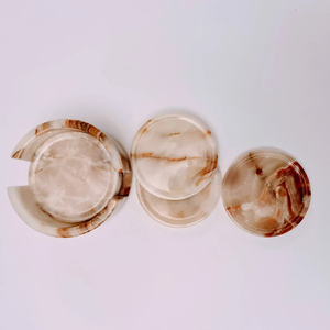 2026 New Premium <b>Marble</b> Onyx Big Slab Drink Coasters Set with Antique Finish Modern Kitchen Home Decor - Product Image 6