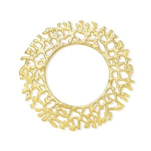 Round Gold Metal <b>Decorative</b> <b>Plate</b> Bohemian Plant Pattern Handmade Charger Dish Party Use - Product Image 1