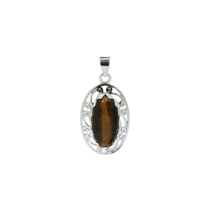 Collier Pendentif Œil de Tigre en Gros, Plaqué Or 18K, 10x20mm, Style Bohème, Pierre de Naissance, Chaîne Corde, Bijoux Faits Main - Product Image 2