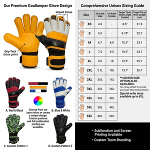 Guantes de Portero de Fútbol OEM Amarillos y Negros con Diseño Impreso, Guantes de Portero de Fútbol Duraderos con Protección para los Dedos - Product Image 2