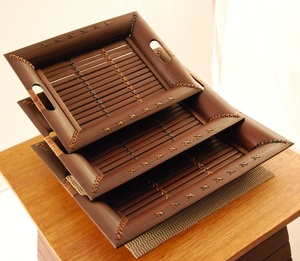 Bandeja para Servir Hielo de Madera Negra Premium, Moderna, Antiadherente, Ecológica, con Estampado Floral, Linea Exports Inc LE-F11120 - Product Image 4
