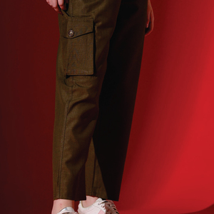 Women's Solid Color Cargo <b>Pants</b> Mid Waist Elastic Ankle-Length Loose Fit Casual Streetwear With Pockets Right Leg Logo - Product Image 2