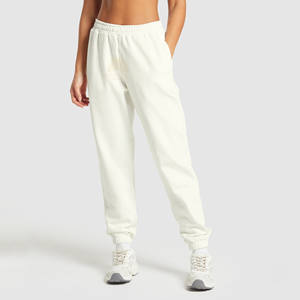Pantalon de survêtement streetwear d'hiver pour femme avec logo personnalisé, 100 % coton biologique molletonné, marque personnalisée, couleur blanche, haute qualité, coupe large - Product Image 1