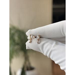 Pendientes de Lujo Geométricos con Diamantes Cultivados en Laboratorio de Oro de 14K, Corte Marquesa de 0.20 Ct, Montura Abierta Curva, para Bodas y Fiestas, Venta al por Mayor - Product Image 3