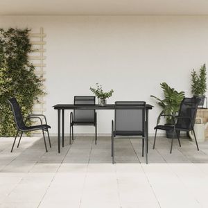 Set da Pranzo da Giardino Nero Antracite per 4 Persone, Struttura in Acciaio, Resistente alle Intemperie, Design Minimalista - Product Image 1