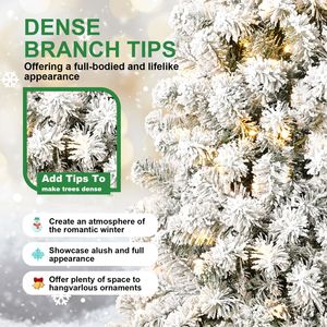 Albero di Natale innevato preilluminato da 2,1 m con 1.064 punte in filo di alluminio, perfettamente soffiato e sagomato, 400 luci calde - Product Image 5