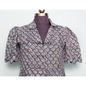 Hot Selling Women's 100% Cotton Midi Dress Eco-Friendly Washable Dry Cleaning Breathable Button-Back Printed Sweet Natural - Product Image 2