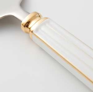 Elegante Juego de Servir Pasteles de Acero Inoxidable con Asas de Esmalte Blanco y Dorado, Ideal para Bodas, Regalos y Ocasiones Especiales - Product Image 2