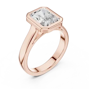 Anillo Solitario Moderno de Diamante Cultivado en Laboratorio con Corte Radiante, Engaste Completo de Bisel, Tallo Dividido Cónico, Oro Sólido de 18K, Lujo para Fiesta - Product Image 5