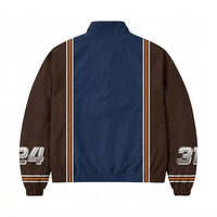 Veste coupe-vent en toile premium 220 GSM, couleur marine et marron, panneau color block, impression numérique personnalisée du logo, vêtements d'extérieur pour homme pour l'hiver