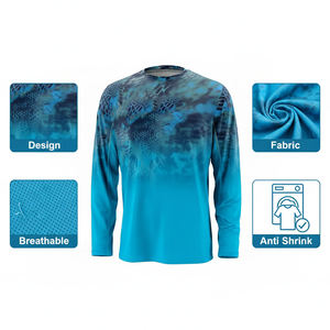 Camisa de Pesca de Manga Larga para Hombre con Protección Solar UPF50, Secado Rápido, Estampado por Sublimación, Diseño Azul, para Actividades al Aire Libre - Product Image 4
