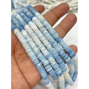 Cuentas de Piedras Preciosas de Alta Calidad para la Elaboración de Joyería, 17 Pulgadas, Ópalo Azul Natural Facetado, Forma de Neumático Heishi, Tamaño 7-8 mm - Product Image 1