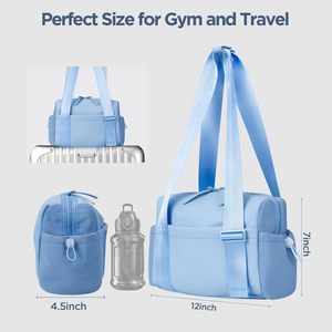 Sac de sport en polyester bleu clair avec sangle réglable et compartiment intérieur pour usage occasionnel, sac de sport avec contraste - Product Image 6