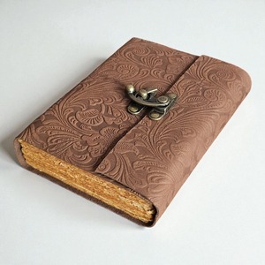 Rustic Embossed Leather Journal – Handmade Vintage Diary with Wrap Around Closure - Product Image 2