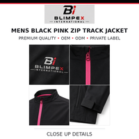 Veste bomber d'hiver noire et rose pour homme BLIMPEX INTERNATIONAL, coupe sportive, coupe-vent, col montant, coupe régulière, polyester, logo sur le devant