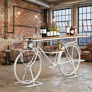 Meuble de rangement à vin et armoire de style ferme industrielle avec design antique et structure métallique - Product Image 1