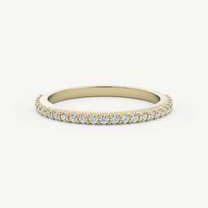 Anillo Apilable de Diamantes con Engaste Pavé, Diamantes Redondos Cultivados en Laboratorio, Oro Sólido de 14K 18K, Anillo de Boda Moderno de Media Eternidad de 1.5mm para Aniversario, Venta al por Mayor - Product Image 1