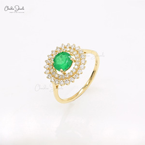 แหวนเพชรและมรกตธรรมชาติทรงกลม 1 กะรัต ตัวเรือนทองคำขาว 14k  ขายส่ง  รับผลิตแบบ OEM ODM  ไซส์ US-7 - Product Image 6