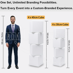 Ensemble de cubes lumineux LED 30cmx8 40cmx4, cubes d'affichage empilables lumineux pour événements, fêtes, expositions, logo personnalisé, location, livraison DDP - Product Image 6