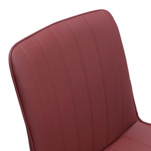 Set di Sedie da Pranzo in Pelle PU Rosso Vino con Gambe in Metallo, Sedia Senza Braccioli con Motivo a Onde per Cucina, Ristorante, Soggiorno - Product Image 5