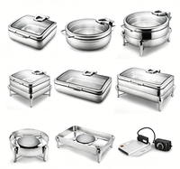 Restaurant Edelstahl 6L Elektrisches Buffet-Set Speisenwärmer Chafing Dish Manuell 85-100°C Buffet-Displays Catering-Serviergeräte